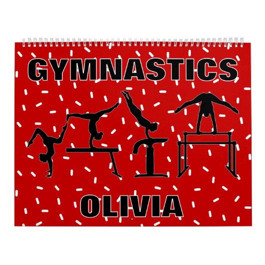 Gymnastiek Meisjes Rood en Wit Sprinkle Kalender (Hoes)