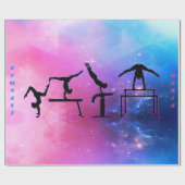 Gymnastiek Meisjes Roze & Blauw Inpakpapier (Vlak)