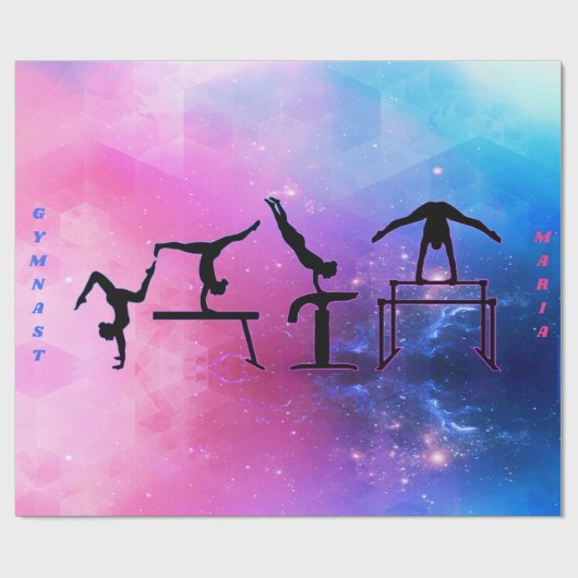 Gymnastiek Meisjes Roze & Blauw Inpakpapier (Vlak)