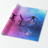 Gymnastiek Meisjes Roze & Blauw Inpakpapier (Uitgerold)