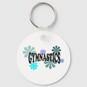 Gymnastiek met blauwe bloemen sleutelhanger
