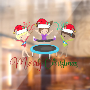 Gymnastiek met kerstmis Gymnast Girls Raamsticker