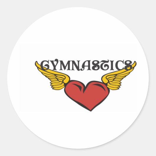 Gymnastiek met scharnierend hart ronde sticker (Voorkant)