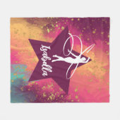 Gymnastiek Monogram Naam Gold Glitter Fleece Deken (Voorkant (Horizontaal))
