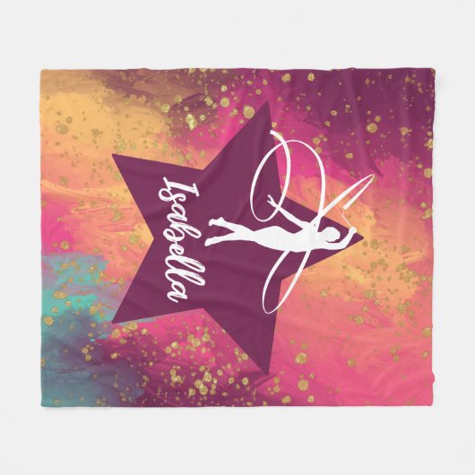 Gymnastiek Monogram Naam Gold Glitter Fleece Deken (Voorkant (Horizontaal))