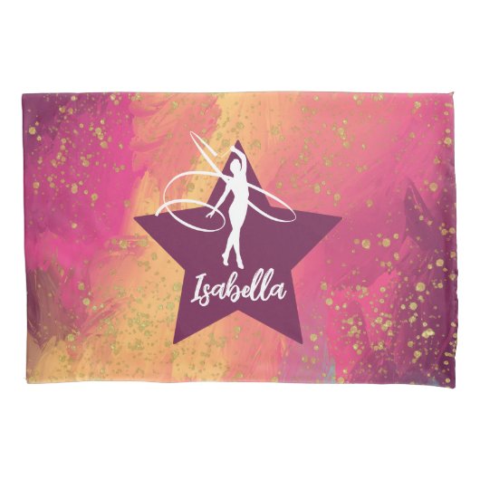 Gymnastiek Monogram Naam Gold Glitter Kussensloop (Voorkant)