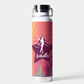 Gymnastiek Monogram Naam Gold Glitter Waterfles (Achterkant)