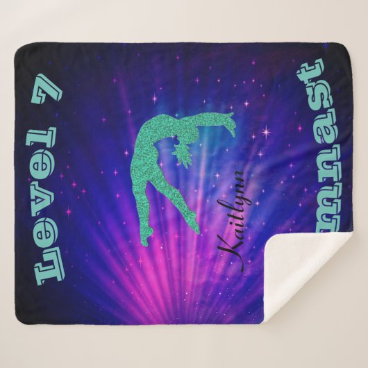 Gymnastiek Niveau 7 Starburst - Aangepaste naam/Ni Sherpa Deken (Voorkant (horizontaal))