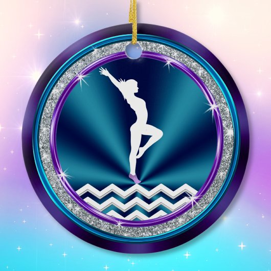 Gymnastiek Ornament  Paars, Blauwgroen en wit