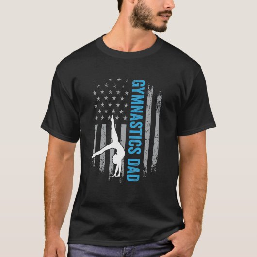 Gymnastiek pa Gymnast Vader Amerikaanse vlag T-shirt (Voorkant)