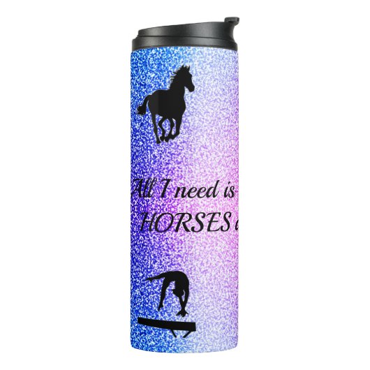 Gymnastiek, Paarden, Glitter, Sparkle Ombre Thermosbeker (Gedraaid links)