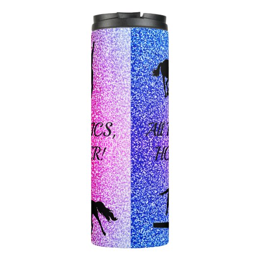 Gymnastiek, Paarden, Glitter, Sparkle Ombre Thermosbeker (Achterkant)