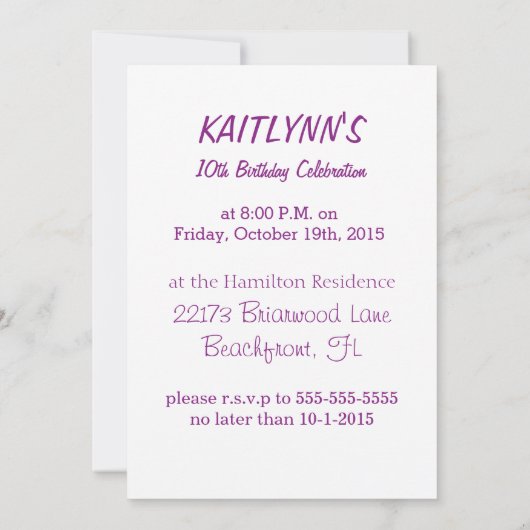 Gymnastiek Paars hart Kaart (Achterkant)