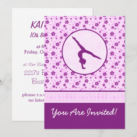 Gymnastiek Paars hart Kaart (Voorkant / Achterkant)