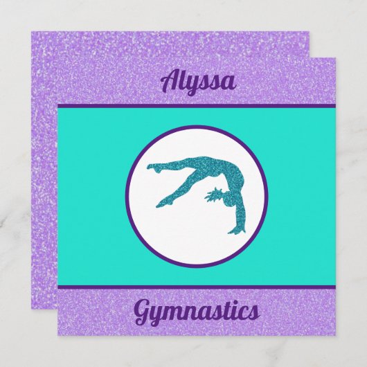 Gymnastiek Paars / Turquoise Flat Kaart (Voorkant / Achterkant)
