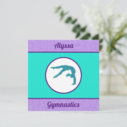 Gymnastiek Paars / Turquoise Flat Kaart (Staand voorkant)