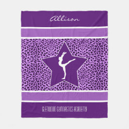 Gymnastiek Paarse Cheetah Afdrukken met Monogram Fleece Deken