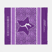 Gymnastiek Paarse Cheetah Afdrukken met Monogram Fleece Deken (Voorkant (Horizontaal))