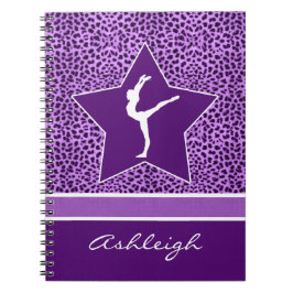 Gymnastiek Paarse Cheetah Afdrukken met Monogram Notitieboek