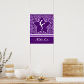 Gymnastiek Paarse Cheetah Afdrukken met Monogram Poster (Keuken)