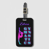 Gymnastiek Paarse Roze Turquoise Ombre Bagagelabel (Voorkant (verticaal))