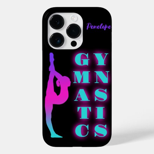 Gymnastiek Paarse Roze Turquoise Ombre Personalise Case-Mate iPhone Case (Achterkant)
