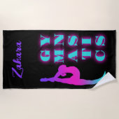 Gymnastiek Paarse Roze Turquoise Ombre Strandlaken (Voorkant)