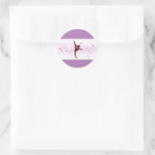 Gymnastiek paarse sprankelende sticker. ronde sticker (Tas)