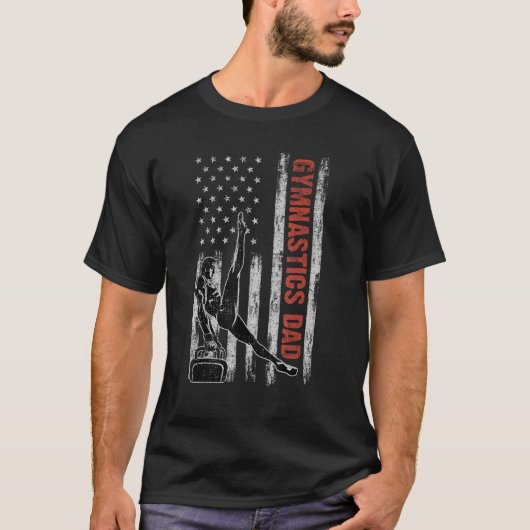 Gymnastiek Papa Amerikaanse vlag Vaderdag 4e van J T-shirt (Voorkant)