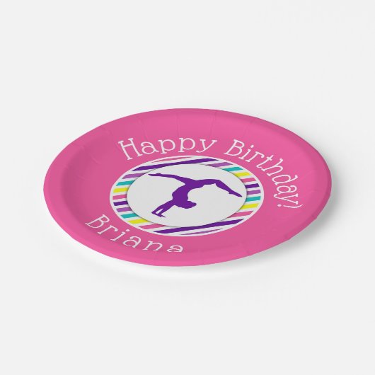 Gymnastiek Partij Roze meisje Papieren Bordje (Gekanteld)