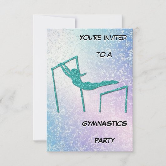 Gymnastiek partij shimmer uitnodiging (Voorkant)