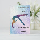 Gymnastiek partij shimmer uitnodiging (Staand voorkant)