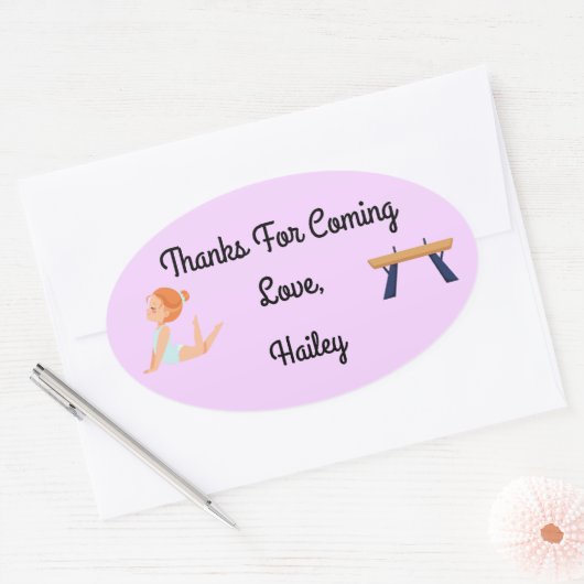 Gymnastiek Party Dank u Sticker (Envelop)