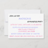 Gymnastiek Party Invitation Paarse Silver Sparkle Kaart (Achterkant)