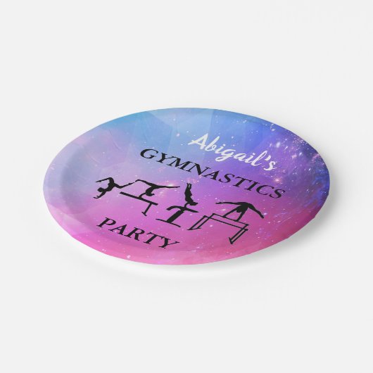 Gymnastiek Party Paper Borden w / Haar naam! Papieren Bordje (Gekanteld)