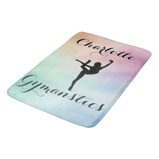 Gymnastiek Pastel Paarse Groen Gepersonaliseerd Badmat (Gekanteld)