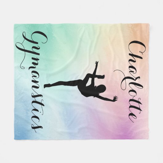 Gymnastiek Pastel Paarse Groen Gepersonaliseerd Fleece Deken (Voorkant (Horizontaal))
