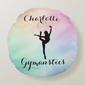 Gymnastiek Pastel Paarse Groen Gepersonaliseerd Rond Kussen (Voorkant)