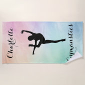 Gymnastiek Pastel Paarse Groen Gepersonaliseerd Strandlaken (Voorkant)