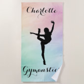 Gymnastiek Pastel Paarse Groen Gepersonaliseerd Strandlaken (Voorkant)