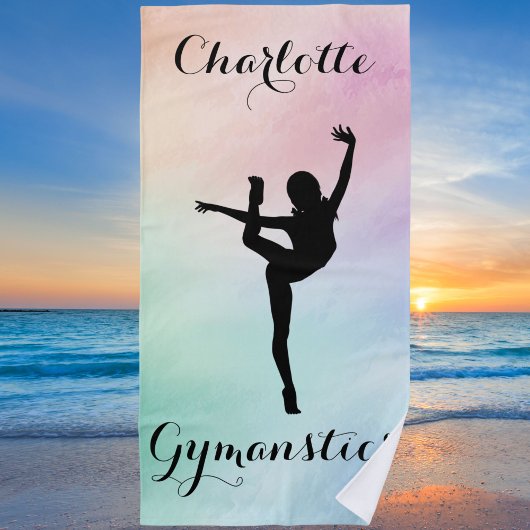 Gymnastiek Pastel Paarse Groen Gepersonaliseerd Strandlaken
