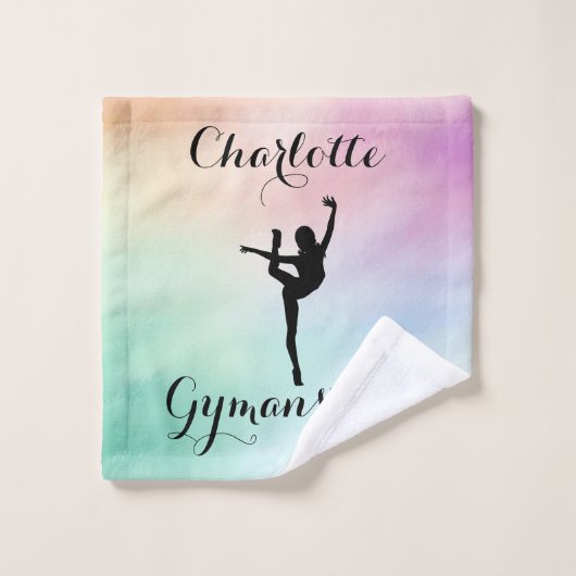 Gymnastiek Pastel Paarse Groen Gepersonaliseerd Washandje (Wasdoekje)