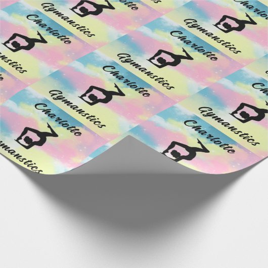 Gymnastiek Pastel Roze Blauw Geel Gepersonaliseerd Cadeaupapier (Hoek)
