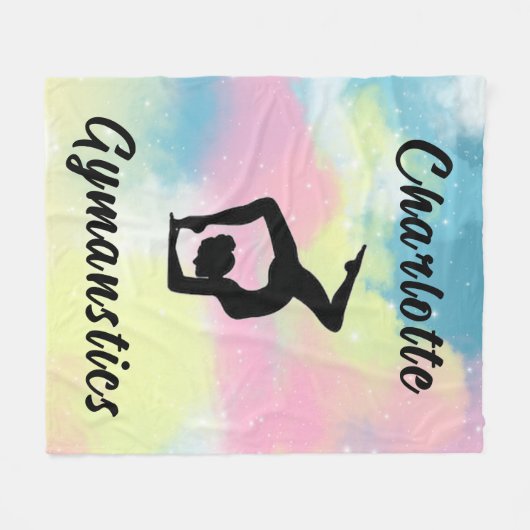 Gymnastiek Pastel Roze Blauw Geel Gepersonaliseerd Fleece Deken (Voorkant (Horizontaal))