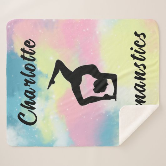 Gymnastiek Pastel Roze Blauw Geel Gepersonaliseerd Sherpa Deken (Voorkant (horizontaal))