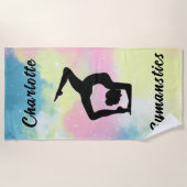 Gymnastiek Pastel Roze Blauw Geel Gepersonaliseerd Strandlaken (Voorkant)