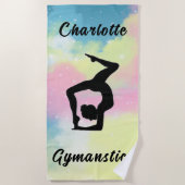 Gymnastiek Pastel Roze Blauw Geel Gepersonaliseerd Strandlaken (Voorkant)