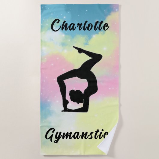 Gymnastiek Pastel Roze Blauw Geel Gepersonaliseerd Strandlaken (Voorkant)