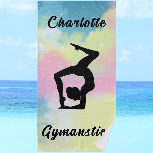 Gymnastiek Pastel Roze Blauw Geel Gepersonaliseerd Strandlaken
