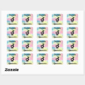 Gymnastiek Pastel Roze Blauw Geel Gepersonaliseerd Vierkante Sticker (Vel)